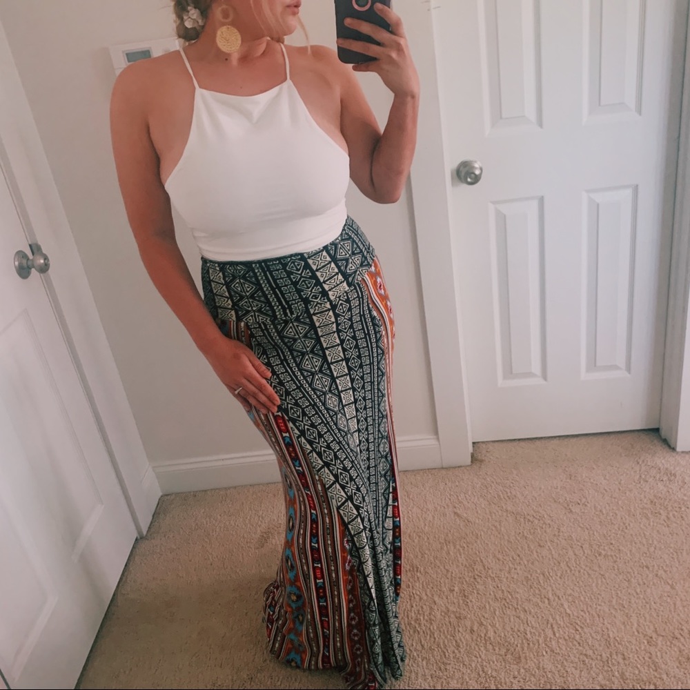 🔥 Bohemian Multicolor Patterned Maxi Skirt